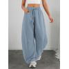imageATHMILE Barrel Sweatpants Women Fall Fashion Wide Leg Pants 2025 Baggy Lounge Comfy Flowy Sweat Pants with PocketsDusty Blue