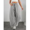 imageATHMILE Barrel Sweatpants Women Fall Fashion Wide Leg Pants 2025 Baggy Lounge Comfy Flowy Sweat Pants with PocketsGrey