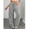imageATHMILE Barrel Sweatpants Women Fall Fashion Wide Leg Pants 2025 Baggy Lounge Comfy Flowy Sweat Pants with PocketsGrey