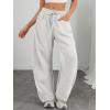 imageATHMILE Barrel Sweatpants Women Fall Fashion Wide Leg Pants 2025 Baggy Lounge Comfy Flowy Sweat Pants with PocketsHeather White