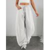 imageATHMILE Barrel Sweatpants Women Fall Fashion Wide Leg Pants 2025 Baggy Lounge Comfy Flowy Sweat Pants with PocketsHeather White