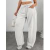 imageATHMILE Barrel Sweatpants Women Fall Fashion Wide Leg Pants 2025 Baggy Lounge Comfy Flowy Sweat Pants with PocketsHeather White