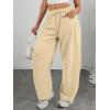 imageATHMILE Barrel Sweatpants Women Fall Fashion Wide Leg Pants 2025 Baggy Lounge Comfy Flowy Sweat Pants with PocketsLight Khaki