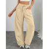 imageATHMILE Barrel Sweatpants Women Fall Fashion Wide Leg Pants 2025 Baggy Lounge Comfy Flowy Sweat Pants with PocketsLight Khaki
