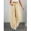 imageATHMILE Barrel Sweatpants Women Fall Fashion Wide Leg Pants 2025 Baggy Lounge Comfy Flowy Sweat Pants with PocketsLight Khaki