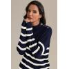 imageATHMILE Fall Mock Neck Striped Sweaters for Women 2025 Winter Turtleneck Long Sleeve Knit Sweater Fashion Pullover TopsNavy