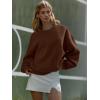 imageATHMILE Oversized Sweatshirt for Women Crewneck Fleece Long Sleeve Pullover Hoodies Tops Fall Fashion Outfits Clothes 2025Brown