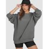 imageATHMILE Oversized Sweatshirt for Women Crewneck Fleece Long Sleeve Pullover Hoodies Tops Fall Fashion Outfits Clothes 2025Dark Grey