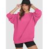 imageATHMILE Oversized Sweatshirt for Women Crewneck Fleece Long Sleeve Pullover Hoodies Tops Fall Fashion Outfits Clothes 2025Hot Pink