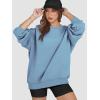 imageATHMILE Oversized Sweatshirt for Women Crewneck Fleece Long Sleeve Pullover Hoodies Tops Fall Fashion Outfits Clothes 2025Lightblue