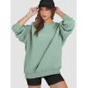 imageATHMILE Oversized Sweatshirt for Women Crewneck Fleece Long Sleeve Pullover Hoodies Tops Fall Fashion Outfits Clothes 2025Lightgreen
