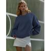 imageATHMILE Oversized Sweatshirt for Women Crewneck Fleece Long Sleeve Pullover Hoodies Tops Fall Fashion Outfits Clothes 2025Navy Blue