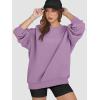 imageATHMILE Oversized Sweatshirt for Women Crewneck Fleece Long Sleeve Pullover Hoodies Tops Fall Fashion Outfits Clothes 2025Purple