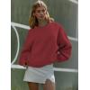 imageATHMILE Oversized Sweatshirt for Women Crewneck Fleece Long Sleeve Pullover Hoodies Tops Fall Fashion Outfits Clothes 2025Wine Red