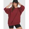 imageATHMILE Oversized Sweatshirt for Women Crewneck Fleece Long Sleeve Pullover Hoodies Tops Fall Fashion Outfits Clothes 2025Wine Red