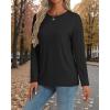 imageATHMILE Womens Long Sleeve Shirts Loose Fitted Crewneck Basic Tops Casual Outfits Fall Clothes 2025Black