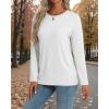 imageATHMILE Womens Long Sleeve Shirts Loose Fitted Crewneck Basic Tops Casual Outfits Fall Clothes 2025White