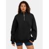 imageATHMILE Womens Oversized Sweatshirts Fall Fashion Hoodies Half Zip Fleece Pullover Long Sleeve Y2K Clothes with Side PocketsBlack