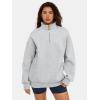 imageATHMILE Womens Oversized Sweatshirts Fall Fashion Hoodies Half Zip Fleece Pullover Long Sleeve Y2K Clothes with Side PocketsGrey
