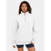 imageATHMILE Womens Oversized Sweatshirts Fall Fashion Hoodies Half Zip Fleece Pullover Long Sleeve Y2K Clothes with Side PocketsWhite