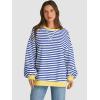 imageATHMILE Womens Striped Oversized Sweatshirt Long Sleeve Shirts for Women Crewneck Hoodies Casual Pullover Top Y2K TopsBlue White