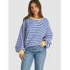 imageATHMILE Womens Striped Oversized Sweatshirt Long Sleeve Shirts for Women Crewneck Hoodies Casual Pullover Top Y2K TopsBlue White