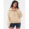 imageATHMILE Womens Sweatshirts Half Zip Cropped Pullover Fleece Quarter Zipper Hoodies 2025 Fall Fashion Outfits ClothesApricot