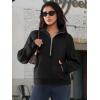 imageATHMILE Womens Sweatshirts Half Zip Cropped Pullover Fleece Quarter Zipper Hoodies 2025 Fall Fashion Outfits ClothesBlack