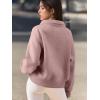 imageATHMILE Womens Sweatshirts Half Zip Cropped Pullover Fleece Quarter Zipper Hoodies 2025 Fall Fashion Outfits ClothesDarkpink