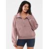 imageATHMILE Womens Sweatshirts Half Zip Cropped Pullover Fleece Quarter Zipper Hoodies 2025 Fall Fashion Outfits ClothesDarkpink