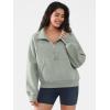 imageATHMILE Womens Sweatshirts Half Zip Cropped Pullover Fleece Quarter Zipper Hoodies 2025 Fall Fashion Outfits ClothesGreygreen