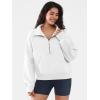 imageATHMILE Womens Sweatshirts Half Zip Cropped Pullover Fleece Quarter Zipper Hoodies 2025 Fall Fashion Outfits ClothesWhite