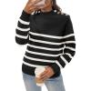 imageATHMILE Fall Mock Neck Striped Sweaters for Women 2025 Winter Turtleneck Long Sleeve Knit Sweater Fashion Pullover TopsBlack