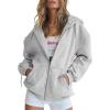 imageATHMILE Oversized Hoodies for Women Fall Sweatshirts Zip Up Hoodie Casual Jackets Y2k Fashion Outfits Winter Clothes 2025Grey