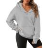 imageATHMILE Oversized Hoodies for Women Fashion V Neck Pullover Sweatshirts with Thumb Hole Y2k Clothes Fall Outfits 2025Light Gray