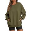imageATHMILE Oversized Sweatshirt for Women Fall Fashion Long Sleeve Hoodies Fleece Pullover Tops Y2K Clothes with Side PocketsArmygreen
