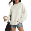imageATHMILE Sweaters for Women 2025 Fall Fashion Outfits Long Sleeve Loose Casual Crewneck Ribbed Knit Pullover Winter ClothesCream White