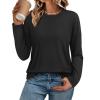 imageATHMILE Womens Long Sleeve Shirts Loose Fitted Crewneck Basic Tops Casual Outfits Fall Clothes 2025Black