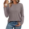 imageATHMILE Womens Long Sleeve Shirts Loose Fitted Crewneck Basic Tops Casual Outfits Fall Clothes 2025Coffee Purple