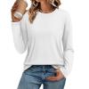 imageATHMILE Womens Long Sleeve Shirts Loose Fitted Crewneck Basic Tops Casual Outfits Fall Clothes 2025White