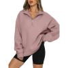imageATHMILE Womens Oversized Sweatshirts Fall Fashion Hoodies Half Zip Fleece Pullover Long Sleeve Y2K Clothes with Side PocketsDarkpink