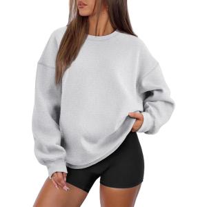 imageATHMILE Oversized Sweatshirt for Women Crewneck Fleece Long Sleeve Pullover Hoodies Tops Fall Fashion Outfits Clothes 2025Grey