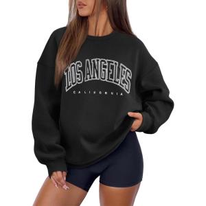 imageATHMILE Oversized Sweatshirt for Women Crewneck Fleece Long Sleeve Pullover Hoodies Tops Fall Fashion Outfits Clothes 2025Lablack