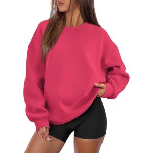 imageATHMILE Oversized Sweatshirt for Women Crewneck Fleece Long Sleeve Pullover Hoodies Tops Fall Fashion Outfits Clothes 2025Peachy