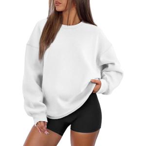imageATHMILE Oversized Sweatshirt for Women Crewneck Fleece Long Sleeve Pullover Hoodies Tops Fall Fashion Outfits Clothes 2025White