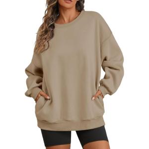 imageATHMILE Oversized Sweatshirt for Women Fall Fashion Long Sleeve Hoodies Fleece Pullover Tops Y2K Clothes with Side PocketsCoffeegrey
