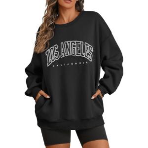 imageATHMILE Oversized Sweatshirt for Women Fall Fashion Long Sleeve Hoodies Fleece Pullover Tops Y2K Clothes with Side PocketsLablack