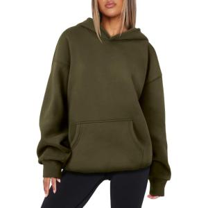 imageATHMILE Womens Oversized Hoodies Fleece Sweatshirts Long Sleeve Sweaters Pullover Fall Clothes with PocketArmy Green