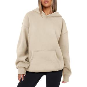 imageATHMILE Womens Oversized Hoodies Fleece Sweatshirts Long Sleeve Sweaters Pullover Fall Clothes with PocketBeige