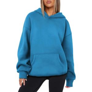 imageATHMILE Womens Oversized Hoodies Fleece Sweatshirts Long Sleeve Sweaters Pullover Fall Clothes with PocketBlue